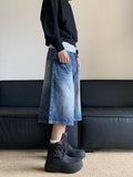 Ouzey American Style Retro Old Blue Lightning Denim Shorts Men's Summer New Loose Straight Wide Leg Cropped Pants Draped