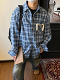 Ouzey 90s Streetwear American Style Retro Niche Pocket Design Plaid Shirt Men's Spring And Summer New Loose Casual All-match Jacket Top