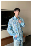 Ouzey 90s Streetwear Niche Design Sense Floral Shirt Men's 2024 Summer New Fashionable Casual Loose Long-sleeved Sun-protective Jacket