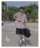 Ouzey 90s Streetwear Korean Style Niche Striped Short-sleeved Shirt 2024 Summer New Boys Shirt Jacket Summer Loose Casual Top