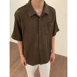 Ouzey Niche Cuban Tige Wrinkled Short-sleeved Shirt Men's 2024 Summer New Style Lazy Casual All-match Shirt Coat Top