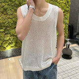 Ouzey Sleeveless Waistcoat Hollow-out Vest High-end Men's Niche Design Base Casual Summer New Knitted Short-sleeved Top