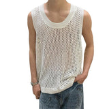 Ouzey Sleeveless Waistcoat Hollow-out Vest High-end Men's Niche Design Base Casual Summer New Knitted Short-sleeved Top