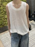 Ouzey Sleeveless Waistcoat Hollow-out Vest High-end Men's Niche Design Base Casual Summer New Knitted Short-sleeved Top