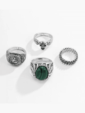 Ouzey Men's 4pcs Vintage Silver Ring