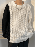 Ouzey Men's Color Block Cable Knit Sweater