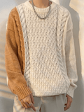 Ouzey Men's Color Block Cable Knit Sweater