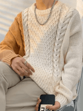 Ouzey Men's Color Block Cable Knit Sweater