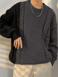 Ouzey Men's Color Block Cable Knit Sweater