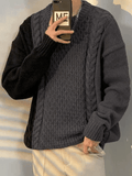 Ouzey Men's Color Block Cable Knit Sweater