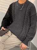 Ouzey Men's Color Block Cable Knit Sweater