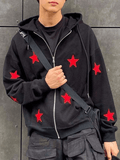 Ouzey Men's Patch Star Zip Up Hoodie