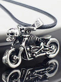 Ouzey Men's Vintage Moto Skull Necklace