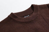 Ouzey 5570 BROWN KNITTED ROUND NECK PULLOVER SWEATER