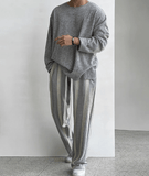 Ouzey 10201 DRAWSTRING STRIPED STRAIGHT PANTS