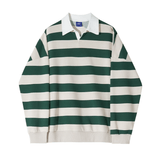 Ouzey 90s Streetwear 11162 Striped Polo Collar Sweater