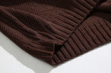 Ouzey 5570 BROWN KNITTED ROUND NECK PULLOVER SWEATER