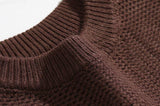 Ouzey 5570 BROWN KNITTED ROUND NECK PULLOVER SWEATER